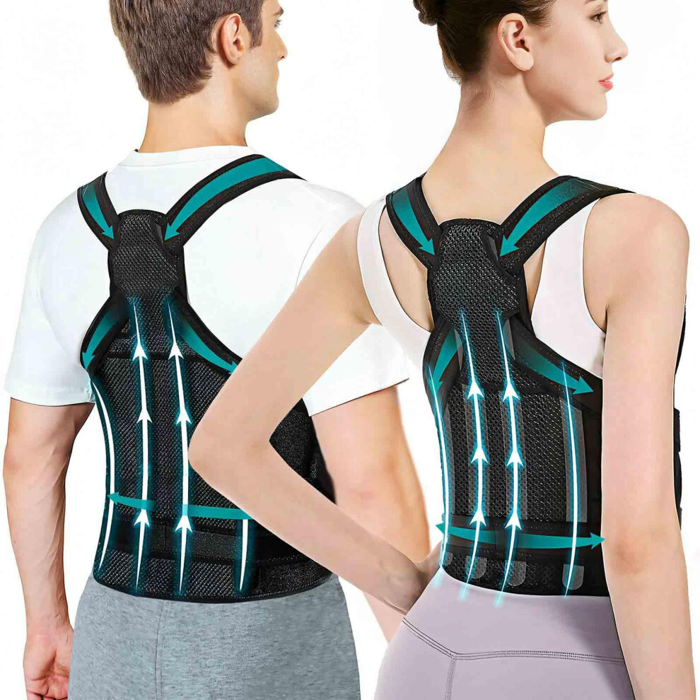 Black Back Straightener, Posture Corrector, Adjustable Back Trainer, Support Belt,