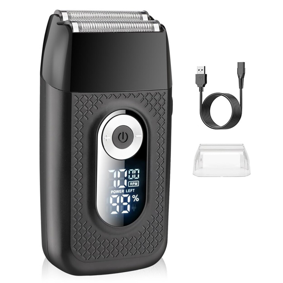 Rechargeable Electric Shaver for Men with LCD Display, Wet and Dry Beard Trimmer, Quiet Motor