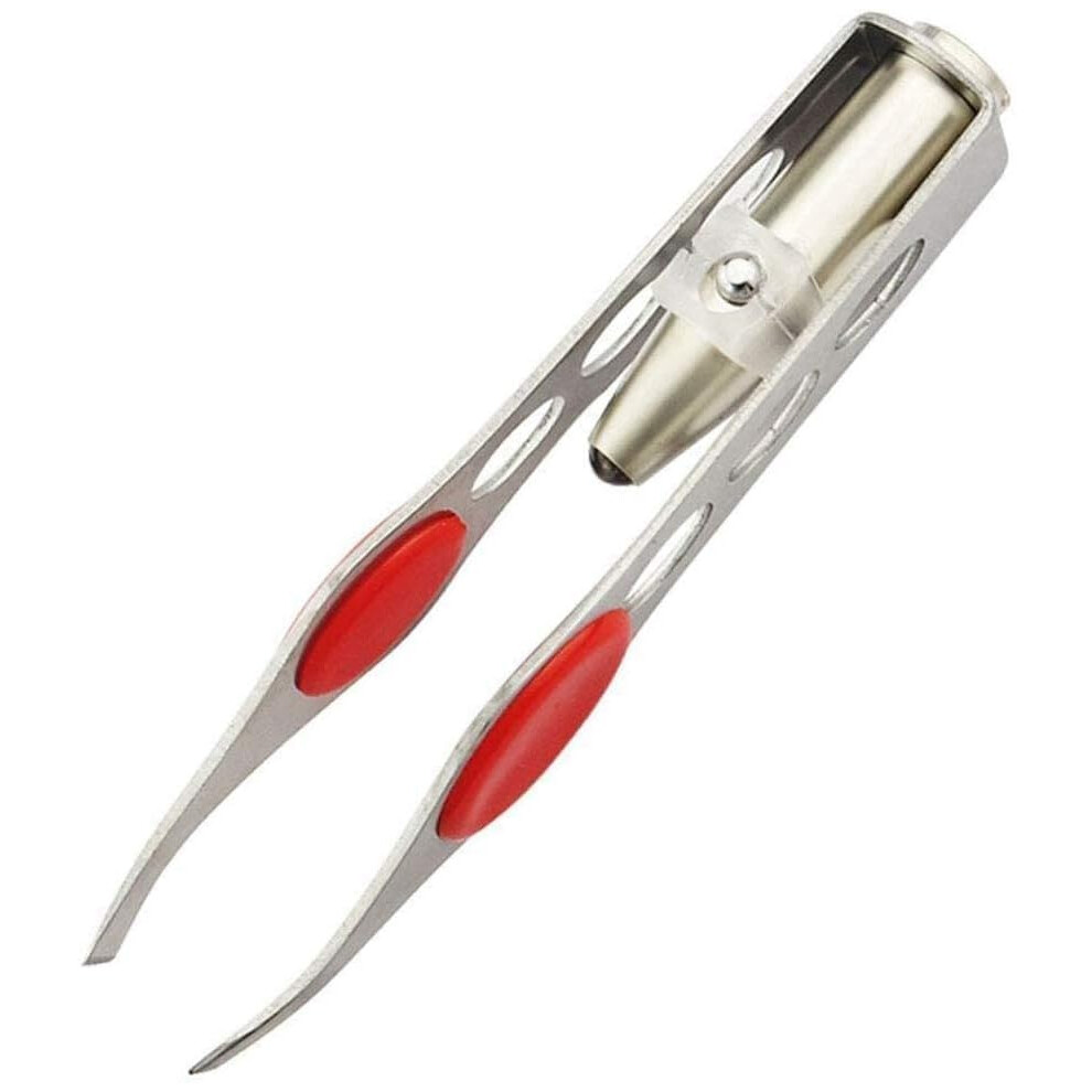 LED Tweezers with LED Light Precision Slant Tip for Eyebrow Hair Removal and MultiPurpose Grooming