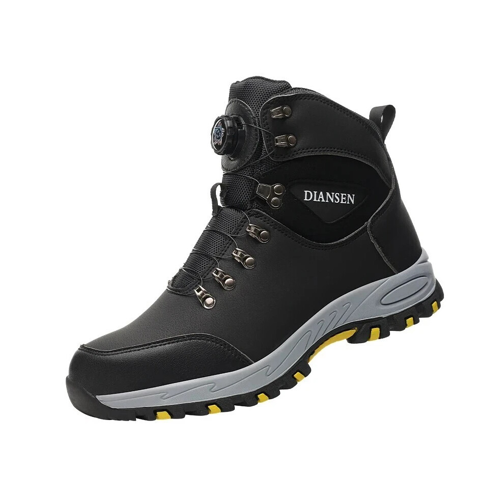 (Black, 44) Waterproof Safety Boots Men Steel Toe Work Boots Anti-smash Stab-resistant