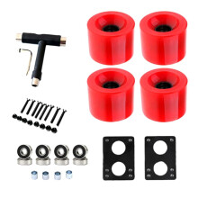 80A Skateboard with Bearings Longboard Cruiser Street Upgrade, Red