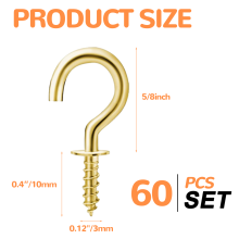 Tilaa säästävät ruuvikoukut, monikäyttöiset ripustuskoukut helppoon asennukseen, messingillä päällystetyt koukut sisä- ja ulkokäyttöön,