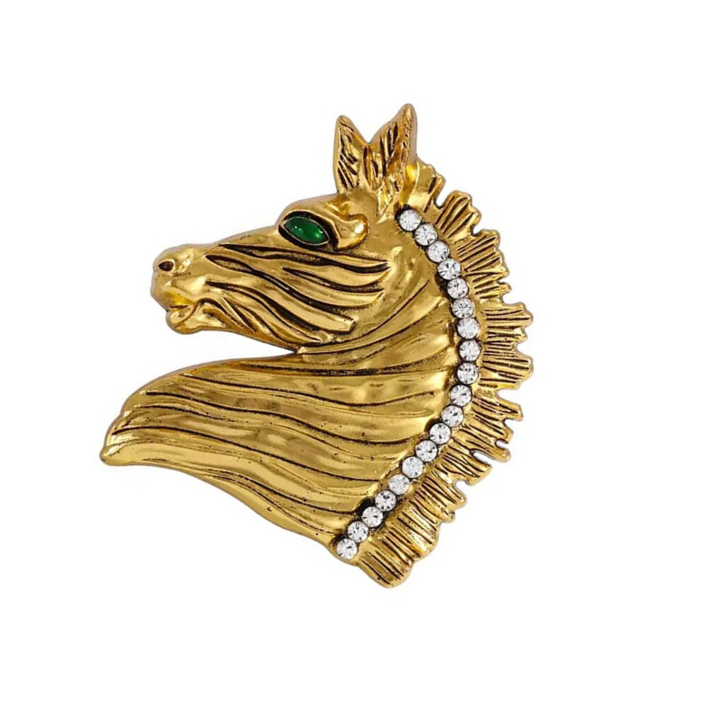 Gold Fashion Forward Horse Head Brooch Friendly Alloy Design
