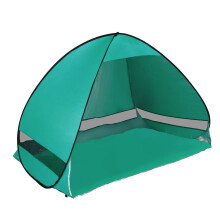 Instant strandtent, automatisch opklapbaar ontwerp voor een draagbaar zonnescherm, zilverkleurige stoffen familiestrandtent met handig gaasraam,