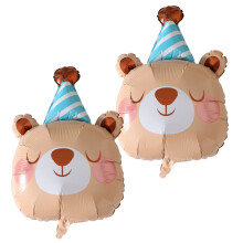 Bär Folienballon Geburtstag Deko, 2Stück Bär Kopf Luftballons Bären Folienballon Bär Deko Geburtstag Ballon Tier Luftballon, Für