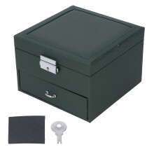Custodia portagioie da viaggio portatile, organizer per gioielli a 3 livelli con cassetti e coperchio in vetro, scatola portagioie in pelle PU di