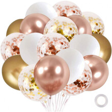 Set baloane auriu-roz, baloane auriu-roz și albe, 30 de baloane auriu-roz perlat, baloane metalice auriu-roz cu confetti, baloane roz pal,