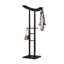 Freestanding Solid Wood Coat Rack with BoatShaped Hooks, SpaceSaving Modern Bedroom Stand (Black)