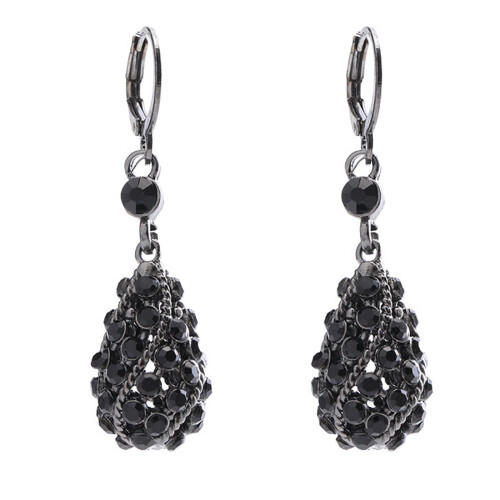 Hollow Teardrop Earrings with Full Crystals Embellishment