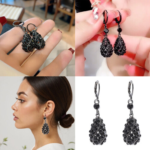 Hollow Teardrop Earrings with Full Crystals Embellishment 1