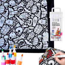 (Skull A) NEW DIY Coloring Blanket,Coloring Blankets with Makers for Adults Velvet Drawing