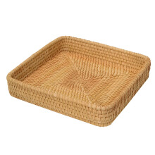 Rattan Storage Basket 8.3in Square Woven Tray for Bathroom Countertop Organizer Home Decor