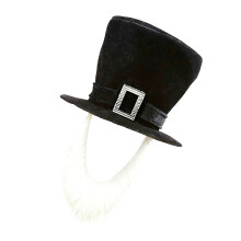 Plush Top Hat With Beard For Halloween Funny Pirate-White beard