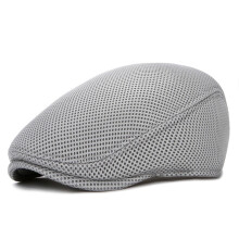 Classical Beret Hat With Ventilated Mesh Panels-Light gray