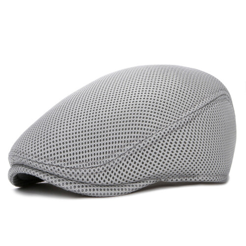 Classical Beret Hat With Ventilated Mesh Panels-Light gray