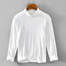 (White, 3XL) Men Thermal Shirt Long Sleeve Basic Top Turtleneck Pullover Sweater Stretch