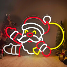 Christmas Neon Sign Santa Claus LED Light with Adjustable Brightness for Wall and Window Decor
