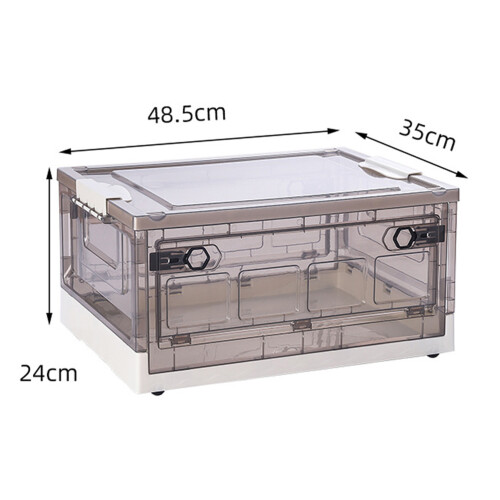 Plastic Storage Box Foldable Design Transparent Container With Lids Stackable Collapsible Movable Wheels Grated Wall Design For Visibility Durable Sto 1