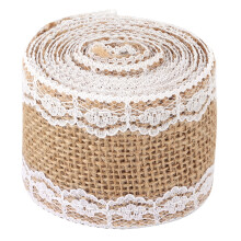 Elegant jute kanten lint, bruiloftsdecoratie met een opvallend kanten randontwerp en een zekere elasticiteit, ideaal voor flesdecoratie of