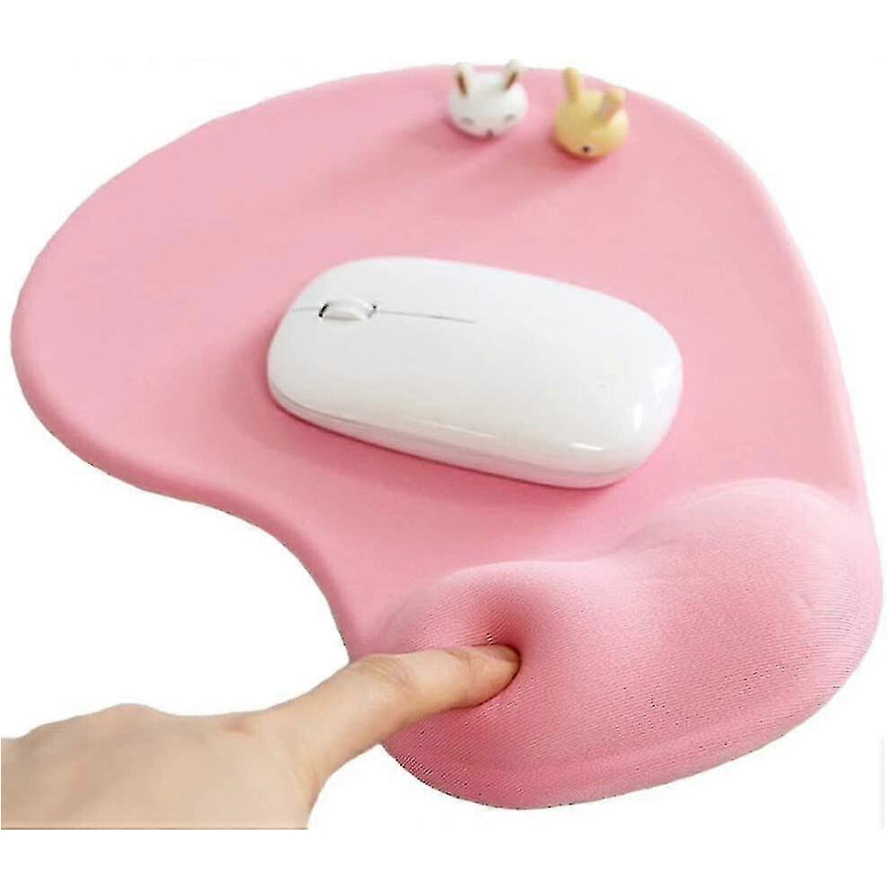 (As Show, One Size) Office Mousepad With Gel Wrist Support - Ergonomic Gaming Desktop Mouse Pad (Pink) Pink 3461866237967