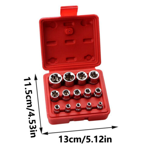 14Pcs Handheld Tool Star Socket Bit Set Star Socket E-Red 2