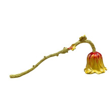 Candle Snuffer Antique Vintage Metal Handcrafted Enamel Extinguisher Elegant Home Decor Golden Red