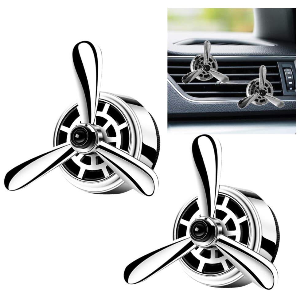 Car Air Freshener Vent Clip With Rotating Propeller, Creative Airplane Design, 2Pcs Silver 9001264781194