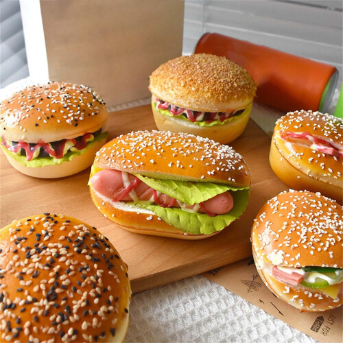 Hamburger bread models, artificial food, bread models,  texture for home decoration and party presentation 1
