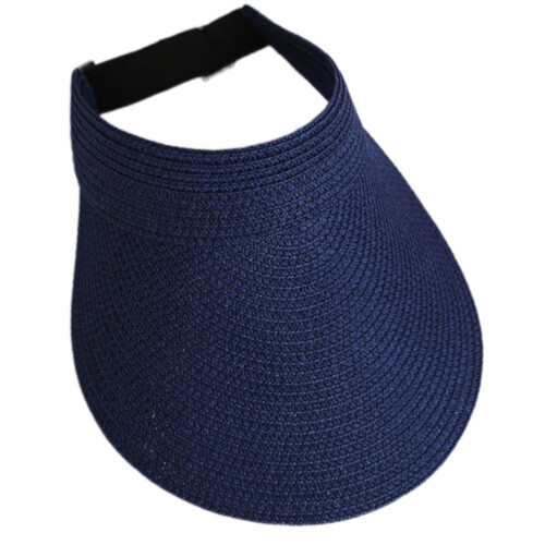 Sonnenschutz-Sommer-Stroh-Kopfbedeckung, belüfteter-Marineblau