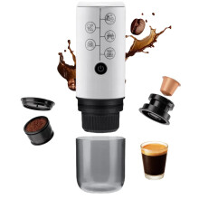 Portable Electric Espresso Machine 12V 17Bar 2600mAh Rechargeable White