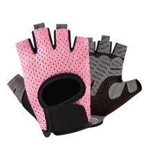 Fitness gloves for women, summer sports gloves, hollow nonslip breathable halffinger (Pink, XL)