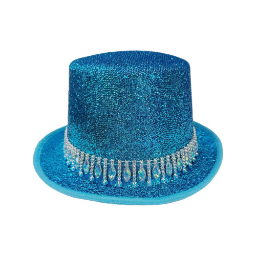 Zauberer-Hut für Damen und Herren mit Strass-Gürtel,-Hellblau