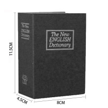 Cofre em forma de livro disfarçado de dicionário, livro secreto escondido com cofre dentro, cofre de metal pequeno com fechadura, cofre em forma de