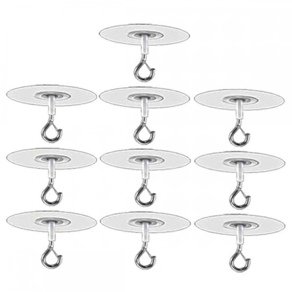 10Pcs Adhesive Ceiling Hooks For Popcorn Concrete Textured Ceiling Wall Surface, No Drilling Self Adhesive Ceiling Hooks 6921102099461