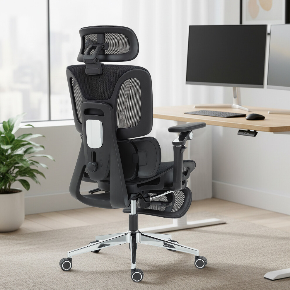Homcom Ergonomic Office Chair, Mesh Desk Chair With Lumbar Support, Footrest