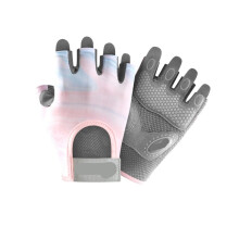 Fitness gloves women's gym weightlifting yoga thin breathable nonslip halffinger (Pink, S)