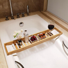 Bamboo Bathtub Tray Table with Book Holder, Wine Glass Slot, Waterproof Spa Organizer for Relaxation and Home Use, Brown