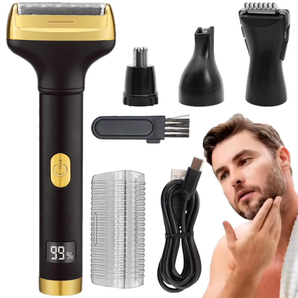 Electric Shavers for Men, 4in1 Rechargeable Cordless Beard Trimmer with LED Display and Washable Blades