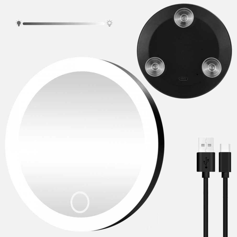10cm 30x Magnifying Mirror With Tweezers Portable Travel Led Makeup Mirror With 3 Suction Cups Rechargeable Dimmable Magnified Vanity Mirror