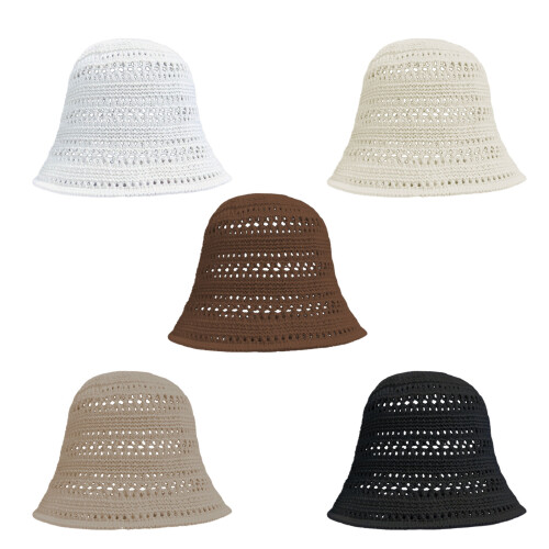 Durchbrochen gestrickter Fischerhut, leichter Sommerhut,-Beige 1