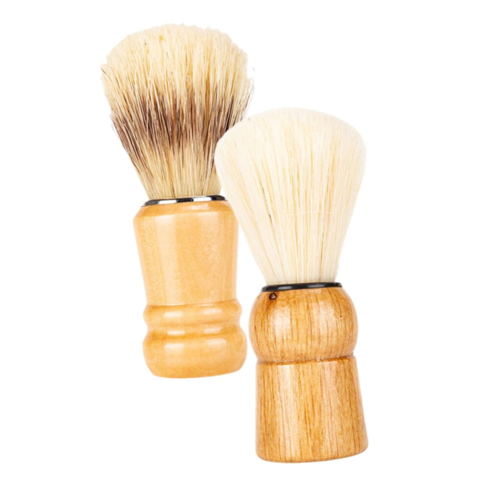 Shaving Brush and Beard Brush Set for Men with Ergonomic Wooden Handle and Boar Bristles