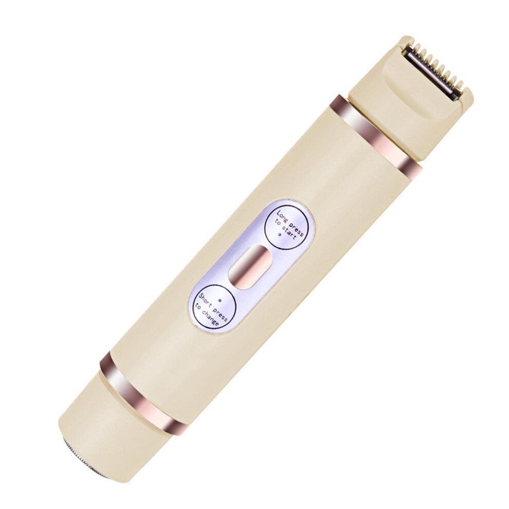 Beige Electric Shaver For Women, 2In1 Dual Head Razor, Ipx7 Waterproof, Rechargeable Bikini Trimmer (Beige)