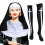 Kit da suora da donna, 4 pezzi, con copricapo, collare, croce e calzino 3