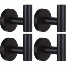 (Black 4pcs)4pcs Brushed Stainless Steel Towel Hooks - Heavy Duty Wall Mount Door Hangers with Robe and Coat Hooks - Aesthetic Room Decor fo
