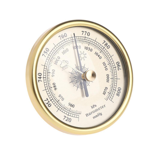Βαρόμετρο τοίχου 72 χιλιοστών 1070hpa με χρυσό στρογγυλό καντράν και μετεωρολο 2
