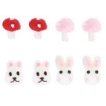 (As show, One size) 8pcs Easter Wool Felt Craft Diy Decors Wool Felt Diy Rabbit Mushroom Accessories