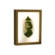 Leaf Carved LED Photo Frame A4 with ColorChanging Light for Home Decor and Artwork Display