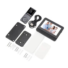 Système de sonnette vidéo avec caméra, interphone sans fil 2,4 GHz avec vidéo HD, vision nocturne grand angle et caméra jour/nuit pour une