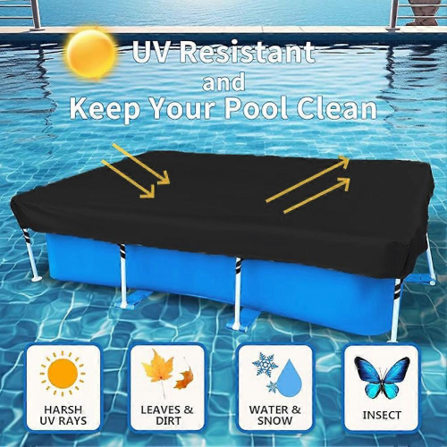 Capa protetora resistente para piscina retangular acima do solo, 400 x 211 cm, com material reforçado, resistente a rasgos e ao desbotamento 2