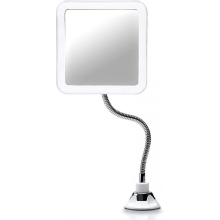 Flexibele vergrotende spiegel met led-lampje, 5x vergroting, sterke zuignap - Verlichte make-upspiegel met schitteringsvrije verlichting